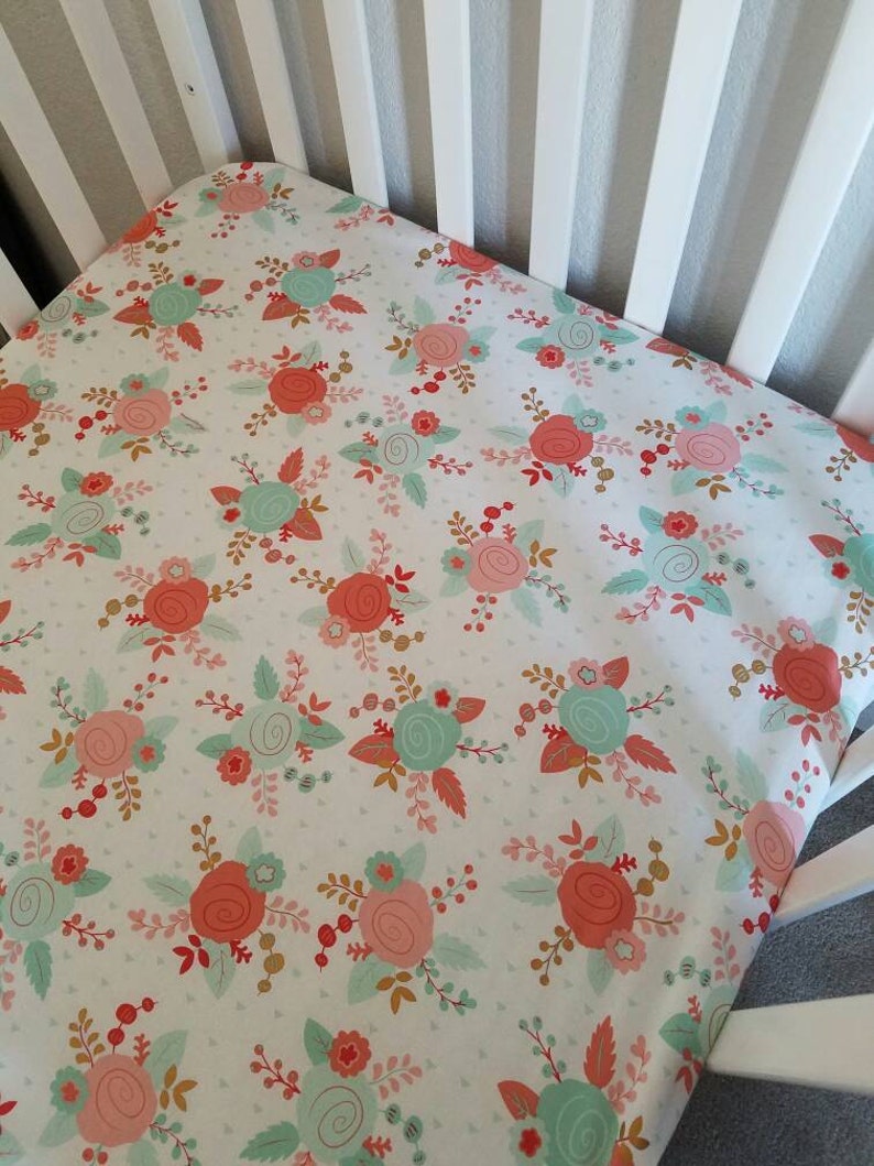 coral fitted crib sheet