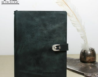 Black Leather Journal A5 With A Clasp, Retro Rugged Leather Journal, Refillable Leather Notebook