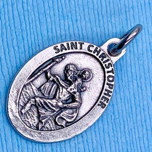 Saint Christopher Medal Patron Saint of Travelers Drivers Storms Gardeners Holy Death Bachelors Sailors