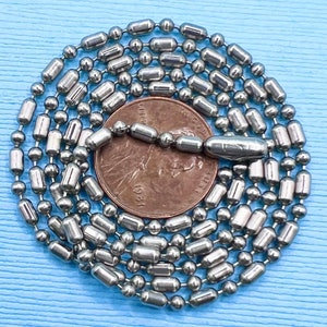 Stainless Steel Ball Chain 1 + 1 Ball Chain 316L 2.3mm Thick 24&quot; Made in USA Necklace Chain Dog Tag Chain Military Chain