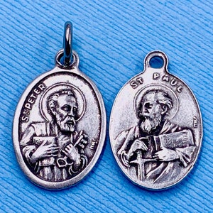 Saint Peter Medal Saint Paul Medal Locksmiths Bridge Builders Butchers Fishermen Locksmiths as Saint Peter Holds Keys to Heaven
