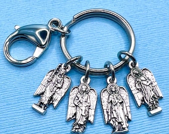 Archangel Key Ring St Michael Key Chain Raphael Key Ring Uriel Key Ring Gabriel Key Ring Clip On Key Ring