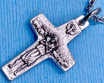 Pope Francis Pectoral Cross Necklace Pope Francis Crucifix Necklace Catholic Gift Catholic Necklace Stainless Steel Chain Choice Gift Box