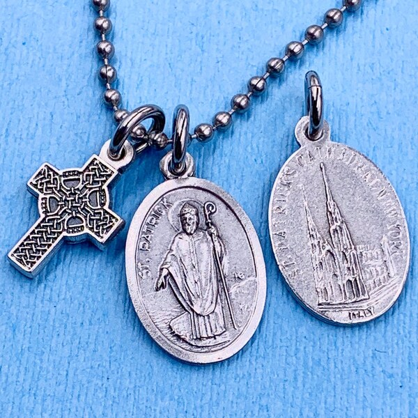 St Patrick Necklace Celtic Cross Engineers Ireland Paralegals St Patrick Medal St Patrick New York Cathedral Medal Stainless Chain Choice