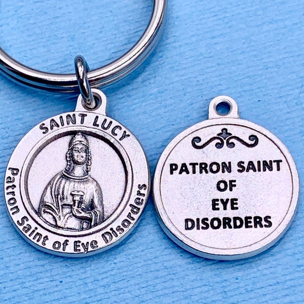 Patron St of Eye Disorders,St Lucy Key Ring,St Lucy Healing Medal,Purse Charm Clip On,Backpack Clip On,Stainless Steel Clip On Choice