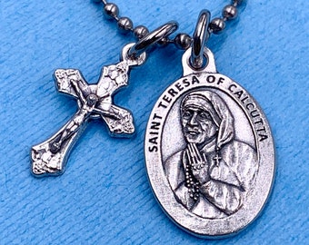 St Teresa of Calcutta Necklace St Teresa Necklace St Teresa Medal Mother Teresa Necklace Mother Teresa Medal Stainless Steel Chain Choice