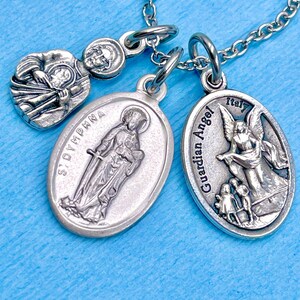 St Dymphna Necklace Stress Anxiety Mental Health St Jude Necklace St Jude Medal Guardian Angel Necklace Stainless Steel Chain Choice