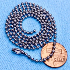 Stainless Steel Ball Chain 316L 2.4mm Thick 24&quot; 27&quot; 30&quot; Made in USA Necklace Chain Dog Tag Chain Military Chain