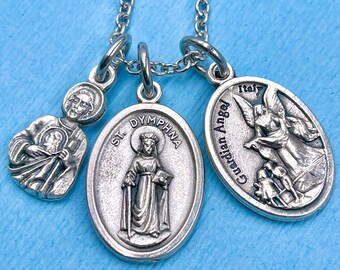 St Dymphna Necklace Stress Anxiety Mental Health St Jude Necklace St Jude Medal Guardian Angel Necklace Stainless Steel Chain Choice