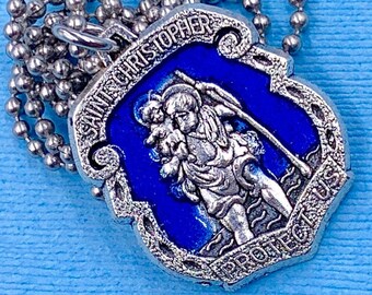 St Christopher Necklace Patron St Travelers Drivers Storms Gardeners Holy Death Bachelors Sailors St Christopher Medal,Chain Choice