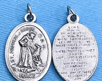 Saint Francis Peace Medal Serenity Prayer Medal Wolf of Gubbio Medal Patron Saint of Animals Ecology Archaeologists Cub Scouts Animal Lover
