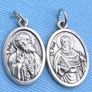 Saint Peter Medal Saint Paul Medal Patron Saint Locksmiths Bridge Builders Butchers Fishermen Locksmiths as St Peter Holds Keys to Heaven
