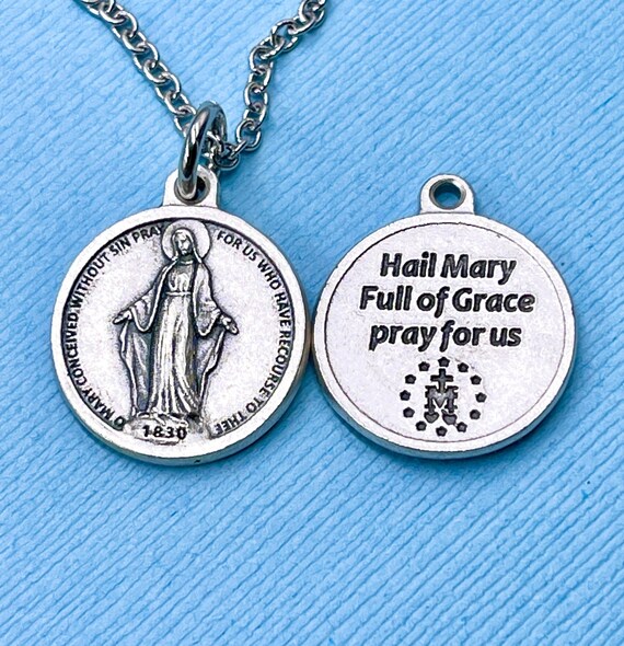 Miraculous Necklace Hail Mary Necklace Marian Necklace Hail Mary