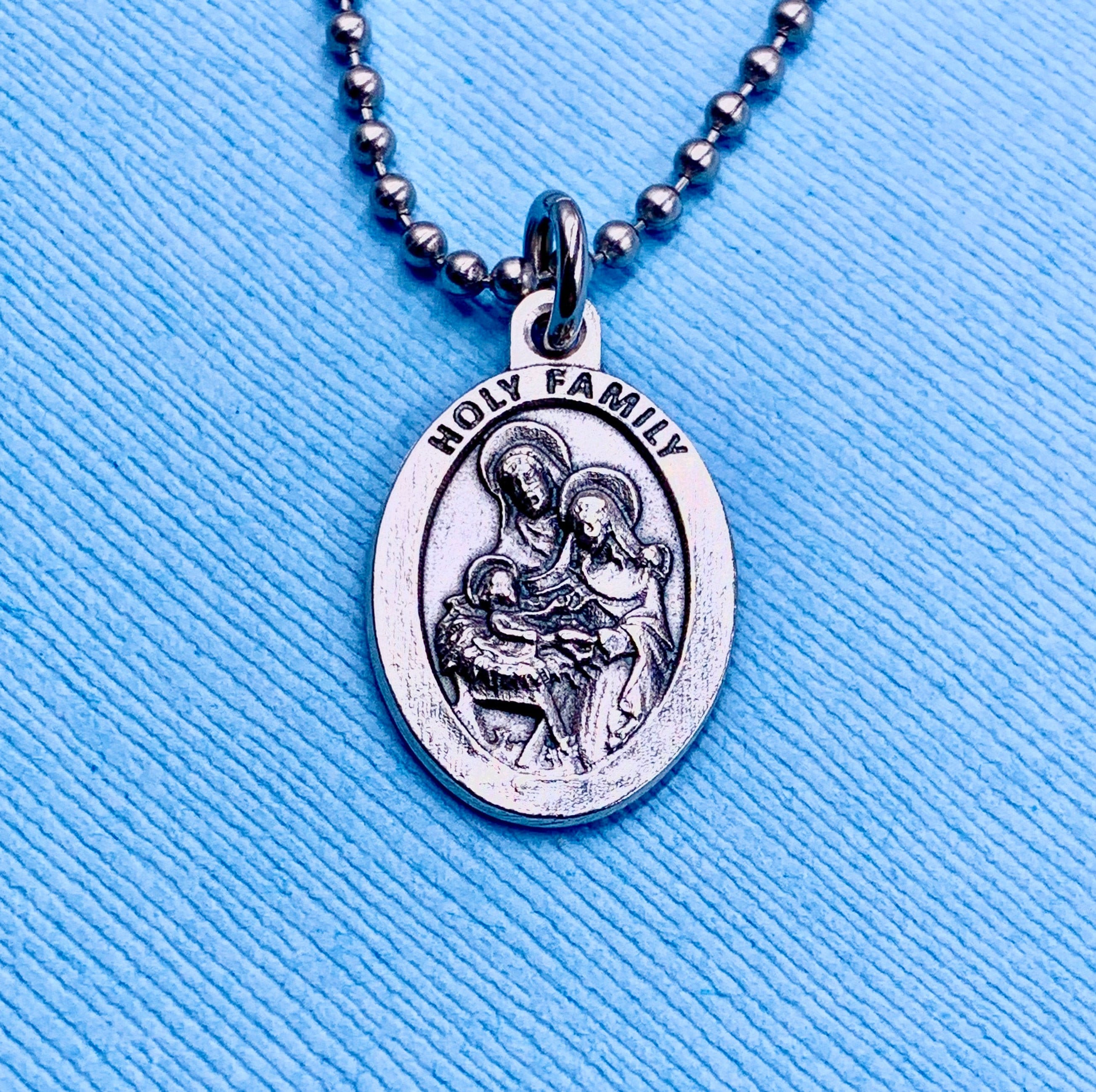Holy Family Necklace Holy Family Medal Catholic Necklace Holy Etsy