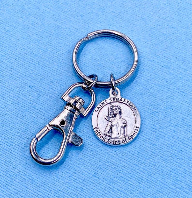 Basketball,St Sebastian Key Ring St Sebastian Basketball Medal,With God All Things Are Possible Basketball Medal Key Ring Clip On