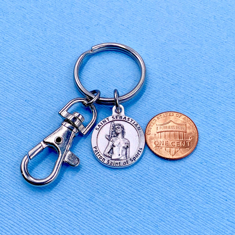 Basketball,St Sebastian Key Ring St Sebastian Basketball Medal,With God All Things Are Possible Basketball Medal Key Ring Clip On