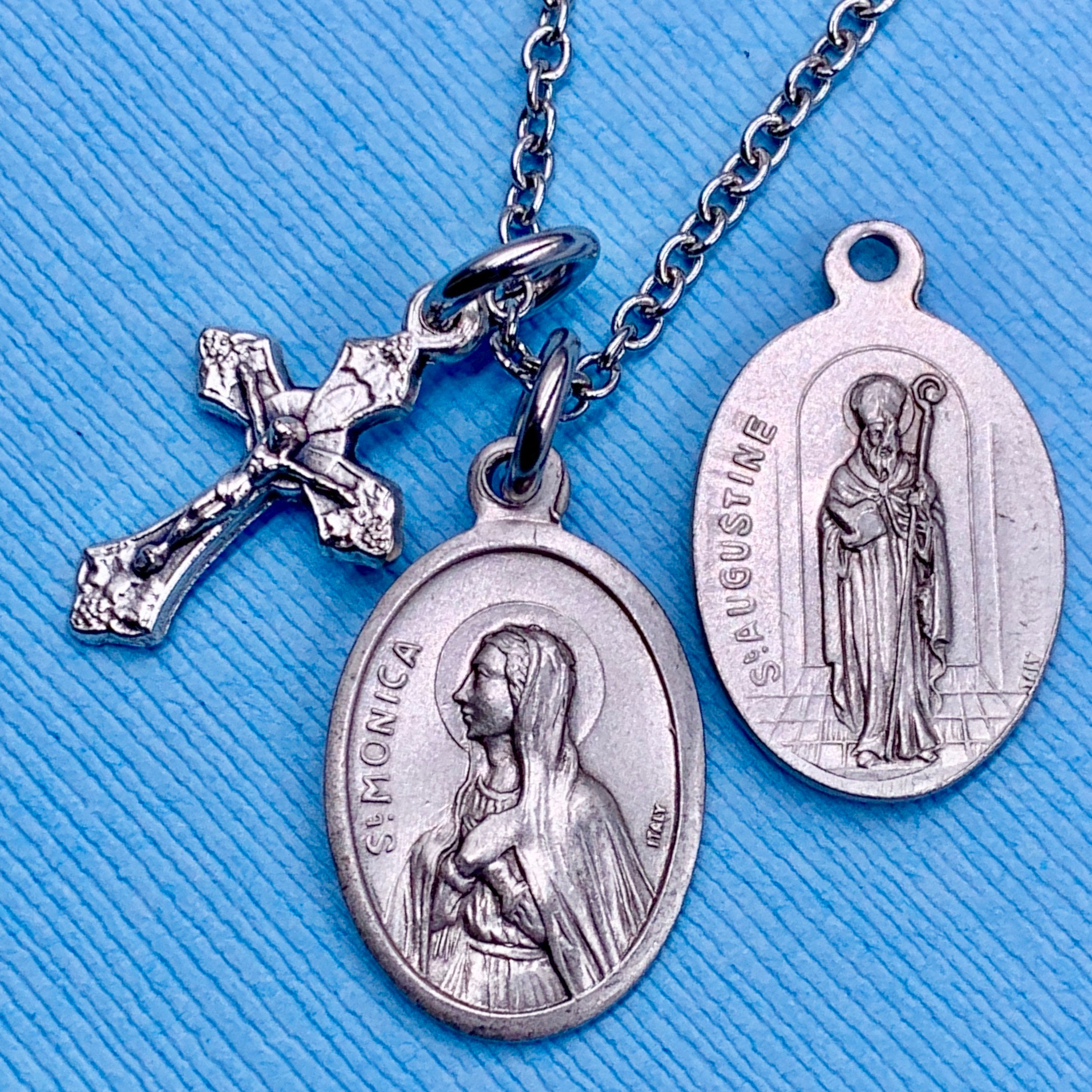 St Monica Necklace St Augustine Necklace Crucifix Mothers Etsy