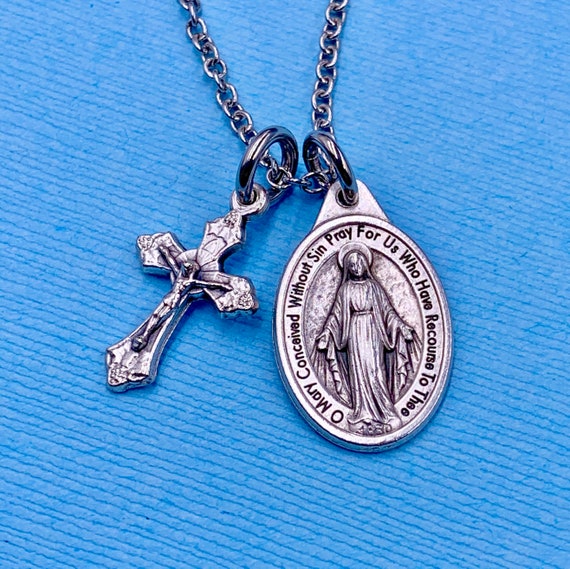 Wing + Cross + Miraculous Medal Necklace for Men — WE ARE ALL SMITH