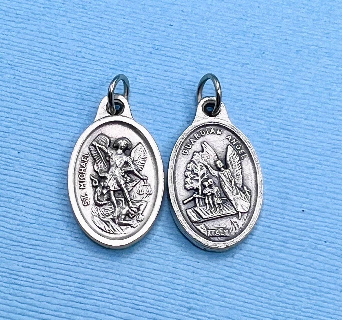 St. Michael The Archangel/Guardian Angel Medal – Sterling Silver – St. Paul Street Evangelization