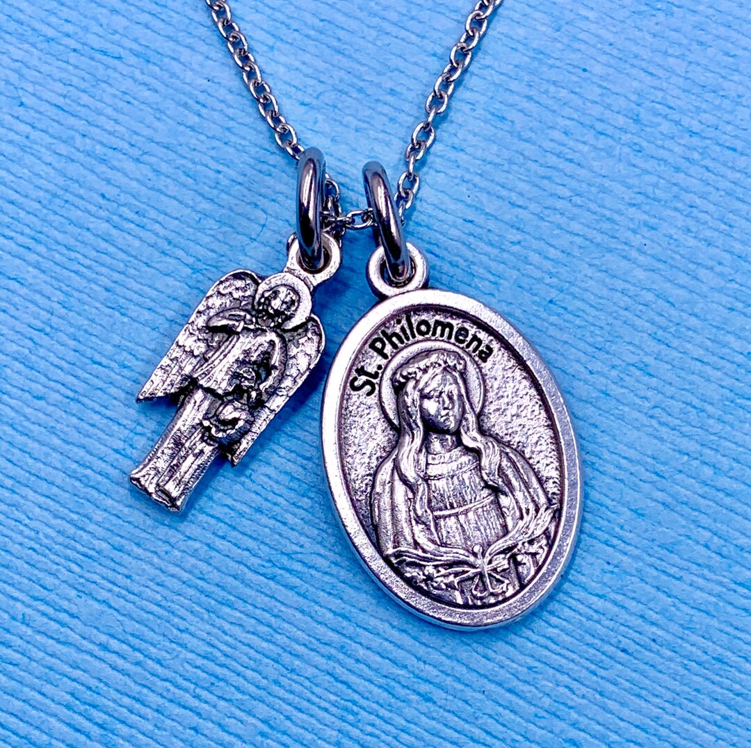 St Philomena Necklace Babies Infants Guardian Angel Necklace Etsy