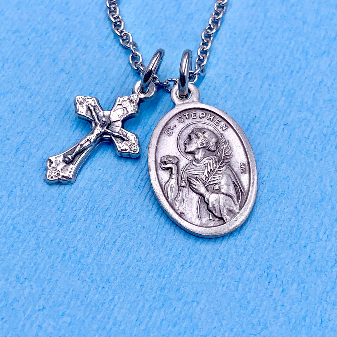 St Stephen Necklace Choice Crucifix Michael Jude Miraculous - Etsy