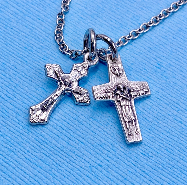 Pope Francis Pectoral Cross Necklace Pope Francis Crucifix Necklace Catholic Gift Catholic Necklace Stainless Steel Chain Choice Gift Box