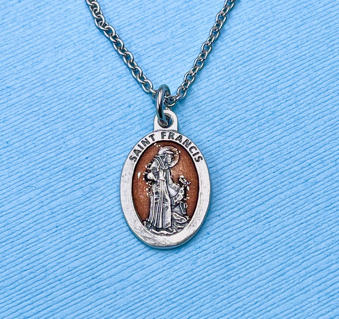 St Francis Necklace St Francis Medal St Francis of Assisi Etsy