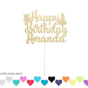 Personalized Alice in Wonderland Glitter Birthday Cake Topper