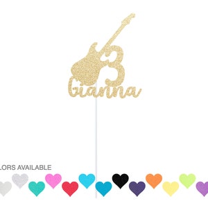 Benutzerdefinierte Gitarre Cake Topper | Rockstar Party | Geburtstag-Kuchen-Deckel | Wippe | Musik