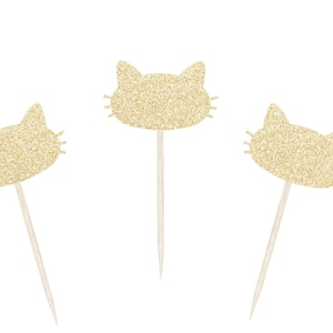 Topos de cupcake de gato Topos de cupcake de gatinho Kitty Party - Conjunto de 6
