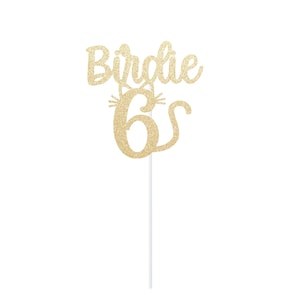 Custom Cat Birthday Cake Topper - Personalized Glitter Sign Centerpiece Girl&#39;s Party