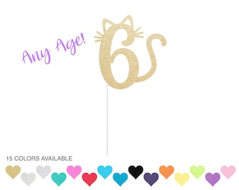 Cat Cake Topper - Any Age Birthday Cake Topper - Number Topper - Kitty Cat Birthday - Girl's Birthday