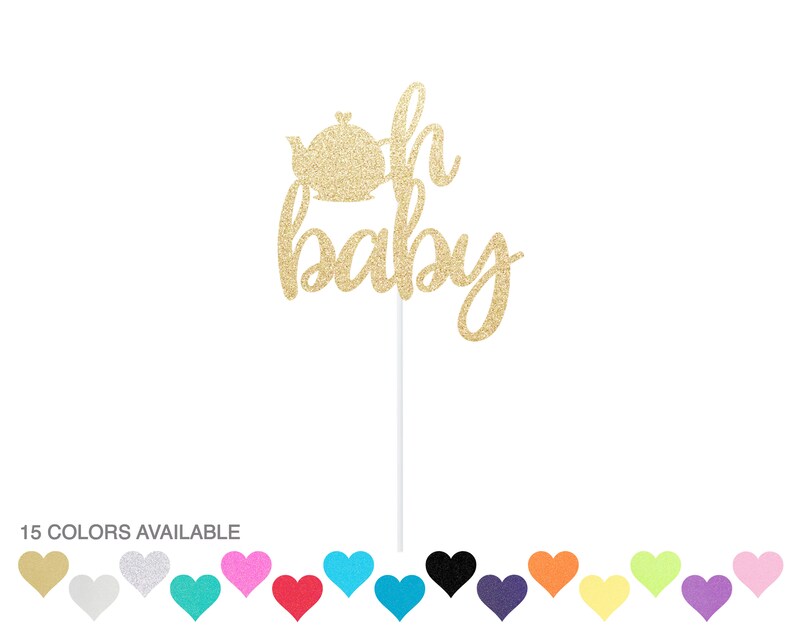 thumbnail image 2 of Gold Glitter 'Tea 8' Cake Topper - 6.3 Inch Wide 8th Birthday Party Decoration 2 of 9