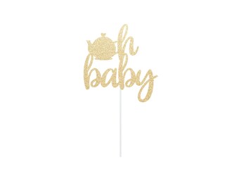 Oh Baby Teapot Cake Topper - Glitter Tea Party Decoration