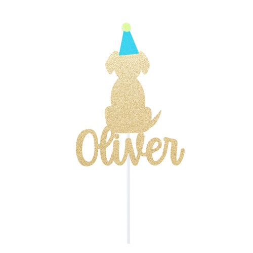Custom Glitter Dog Cake Topper: Puppy Birthday Party Decor