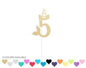 Unicorn Mermaid 5 Cake Topper | 5th Birthday | Mermaid Unicorn Party Il_170x135