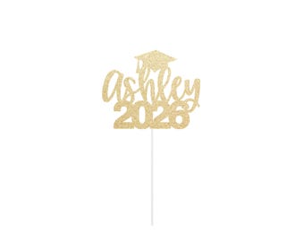 Custom Glitter Graduation Cake Topper, Class of 2026 sign centerpiece