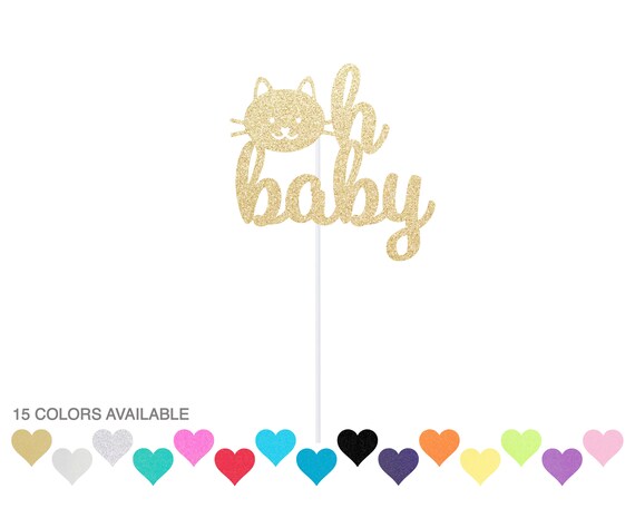 Oh Baby Cat Cake Topper - baby shower cake topper - kitten topper kitty themed baby shower Il_570xn