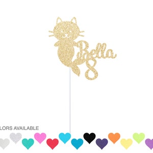 Mermaid Cat Cake Topper - Custom Personalized Glitter Birthday Cake Topper - Purrmaid Cake Topper