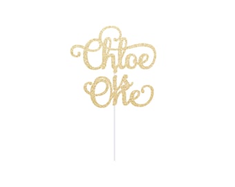 Custom Cake Topper 15 Color Choices & your personalized text