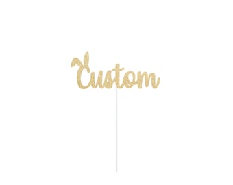 Custom Bunny Cake Topper Easter Sign Centerpiece Personalized Rabbit