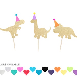 Dinosaur Cupcake Toppers - Birthday Party Toppers - 3Rex 2Rex - Girl's Birthday  - Boy's Birthday | Set of 6