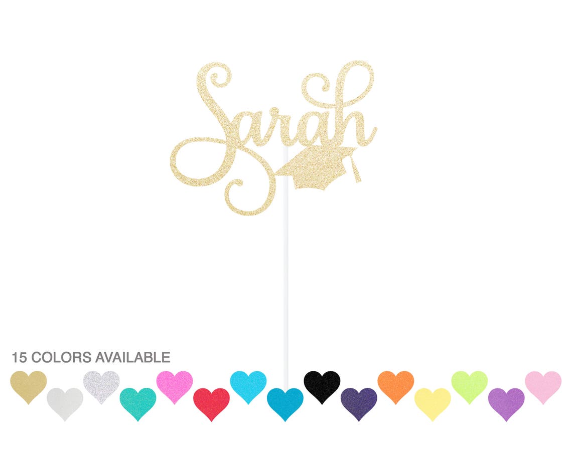 Custom Graduation Cake Topper Any Color Glitter | Etsy