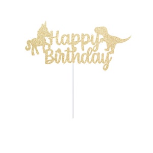 Dinosaur Unicorn Birthday Cake Topper - Unicorn Dino Party - Sign Centerpiece