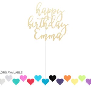 Custom Happy Birthday Cake Topper - Name Cake Topper - Any Color Glitter