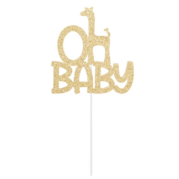 Oh Baby Cake Topper, Baby Shower, Giraffe, Safari, Sign Centerpiece Decoration