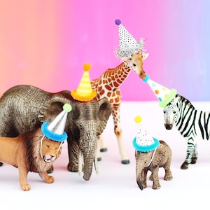 Mini Party Hats | Party Animal Mini Party Hats | Figurine Party Hats | Set of 5