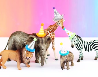 Mini Party Hats | Party Animal Mini Party Hats | Figurine Party Hats | Set of 5