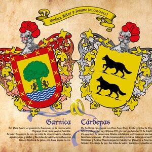 Heraldic Shield Weddings and Anniversaries of two surnames