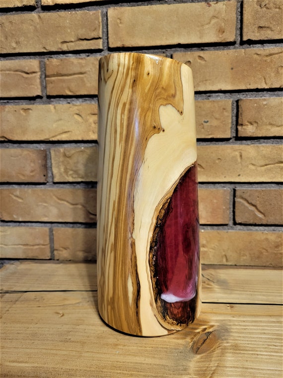 Large Wood Vase Wood & Resin Handmade Olivewood Flower Vase Etsy